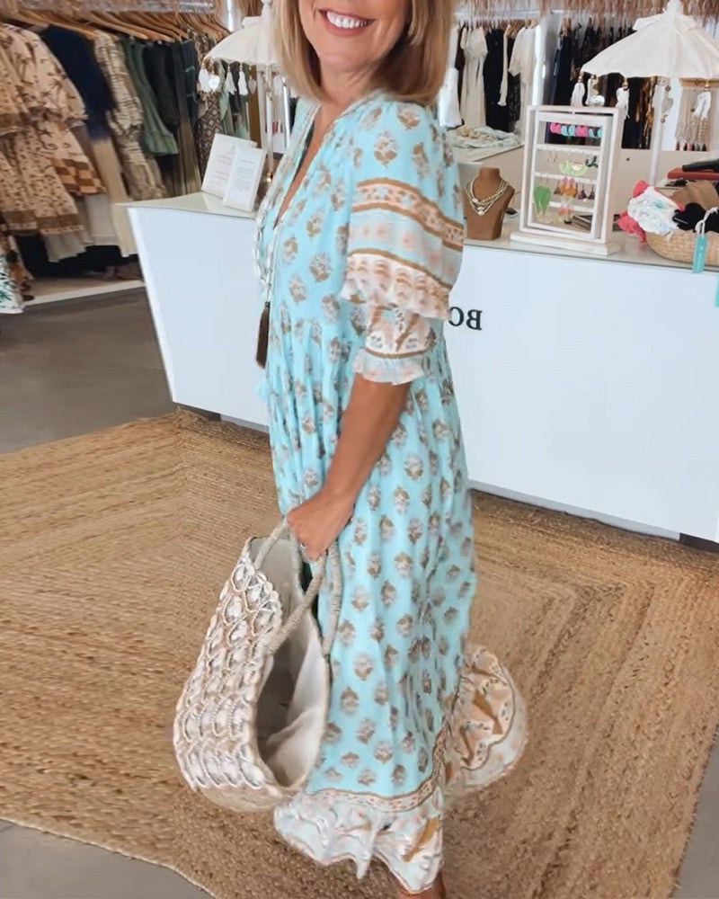 Siena - Printed V-Neck Dress