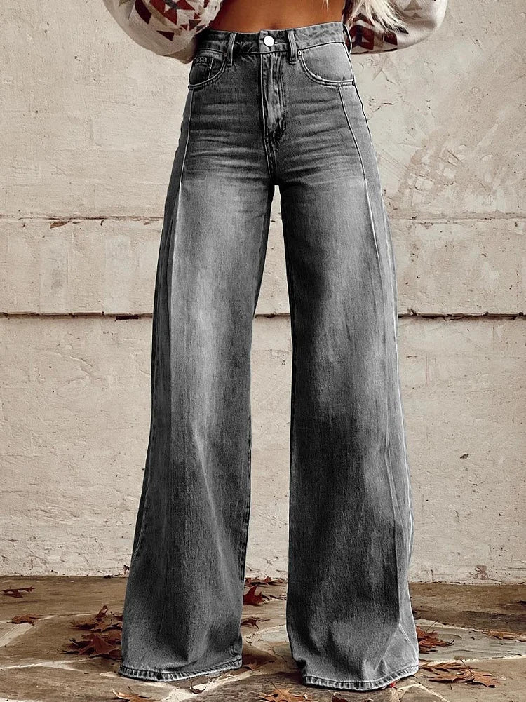 Simone - Casual Grey Wide Leg Pants