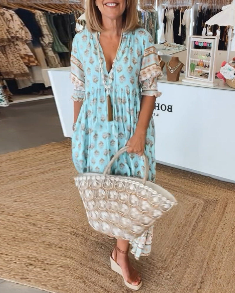 Siena - Printed V-Neck Dress