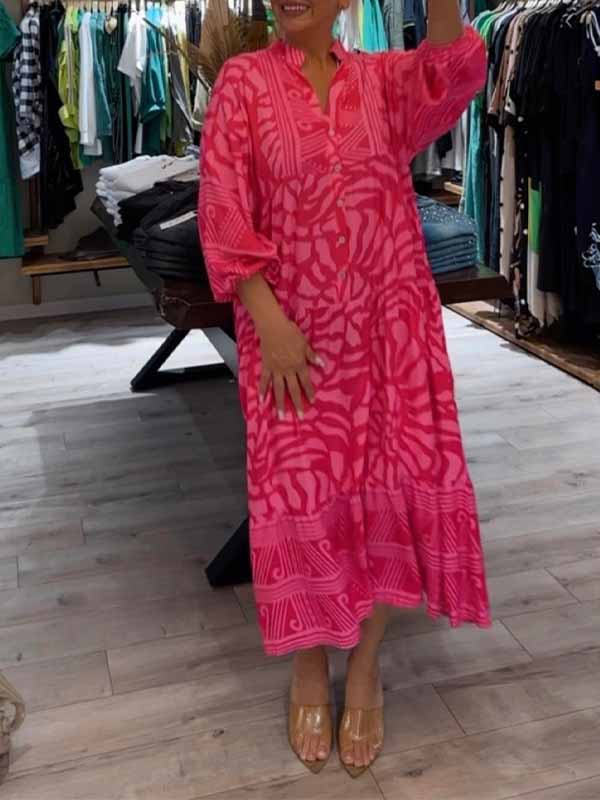 Jacinta - Women's V-neck Printed Loose Dress
