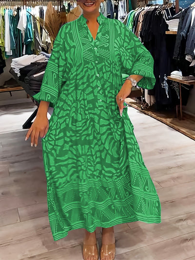 Jacinta - Women's V-neck Printed Loose Dress