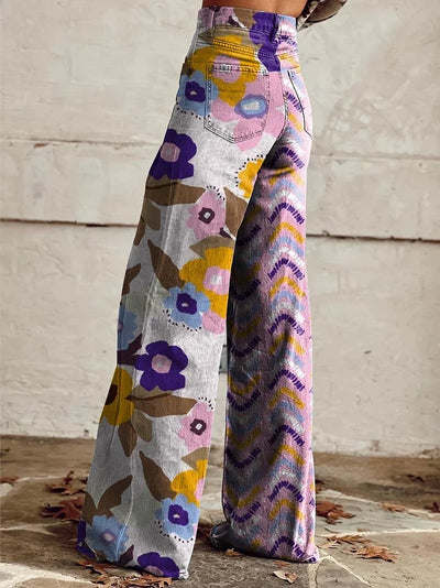 Caitlin - Colorful Flower Geometric Pattern Pants