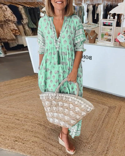 Siena - Printed V-Neck Dress
