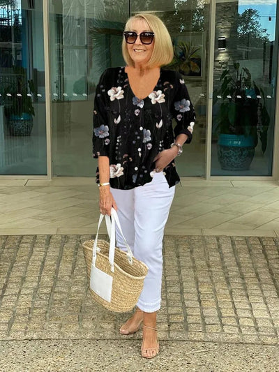 Valentina - Cotton and Linen Floral Top