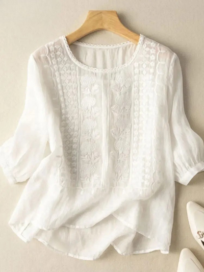 Nia - Embroidered Cotton Boho Blouse (Small Fit)