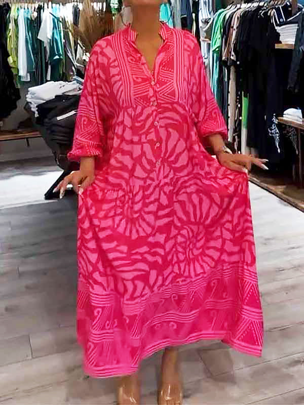 Jacinta - Women's V-neck Printed Loose Dress