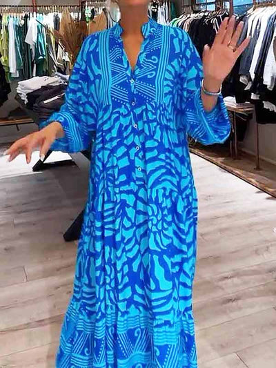 Jacinta - Women's V-neck Printed Loose Dress