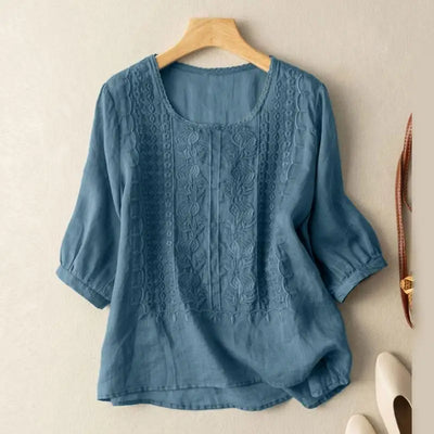 Nia - Embroidered Cotton Boho Blouse (Small Fit)