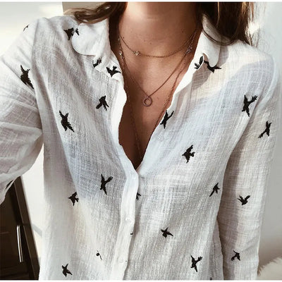 Kaia - Cotton Long Sleeve Shirt Top