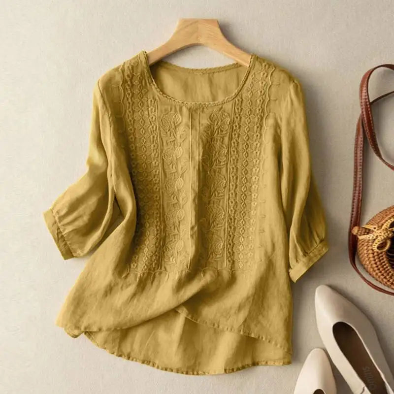 Nia - Embroidered Cotton Boho Blouse (Small Fit)