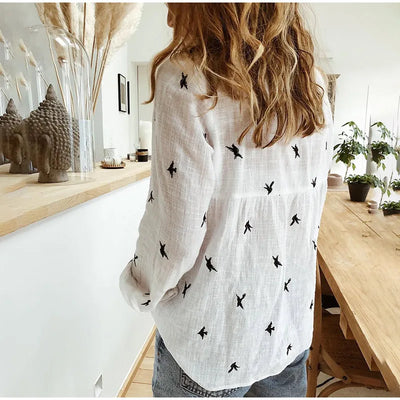 Kaia - Cotton Long Sleeve Shirt Top