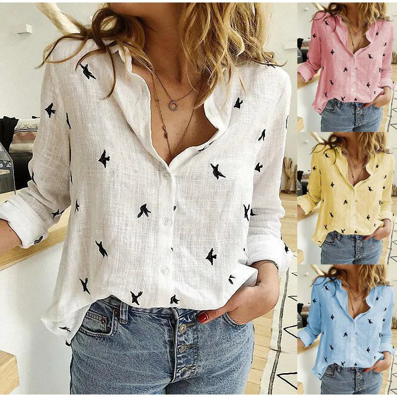 Kaia - Cotton Long Sleeve Shirt Top