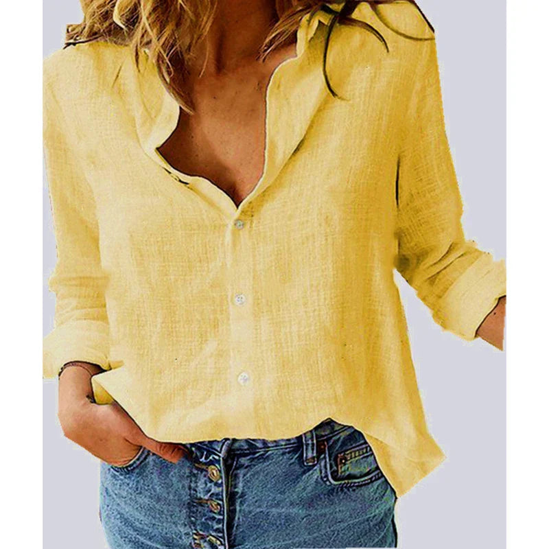 Kaia - Cotton Long Sleeve Shirt Top