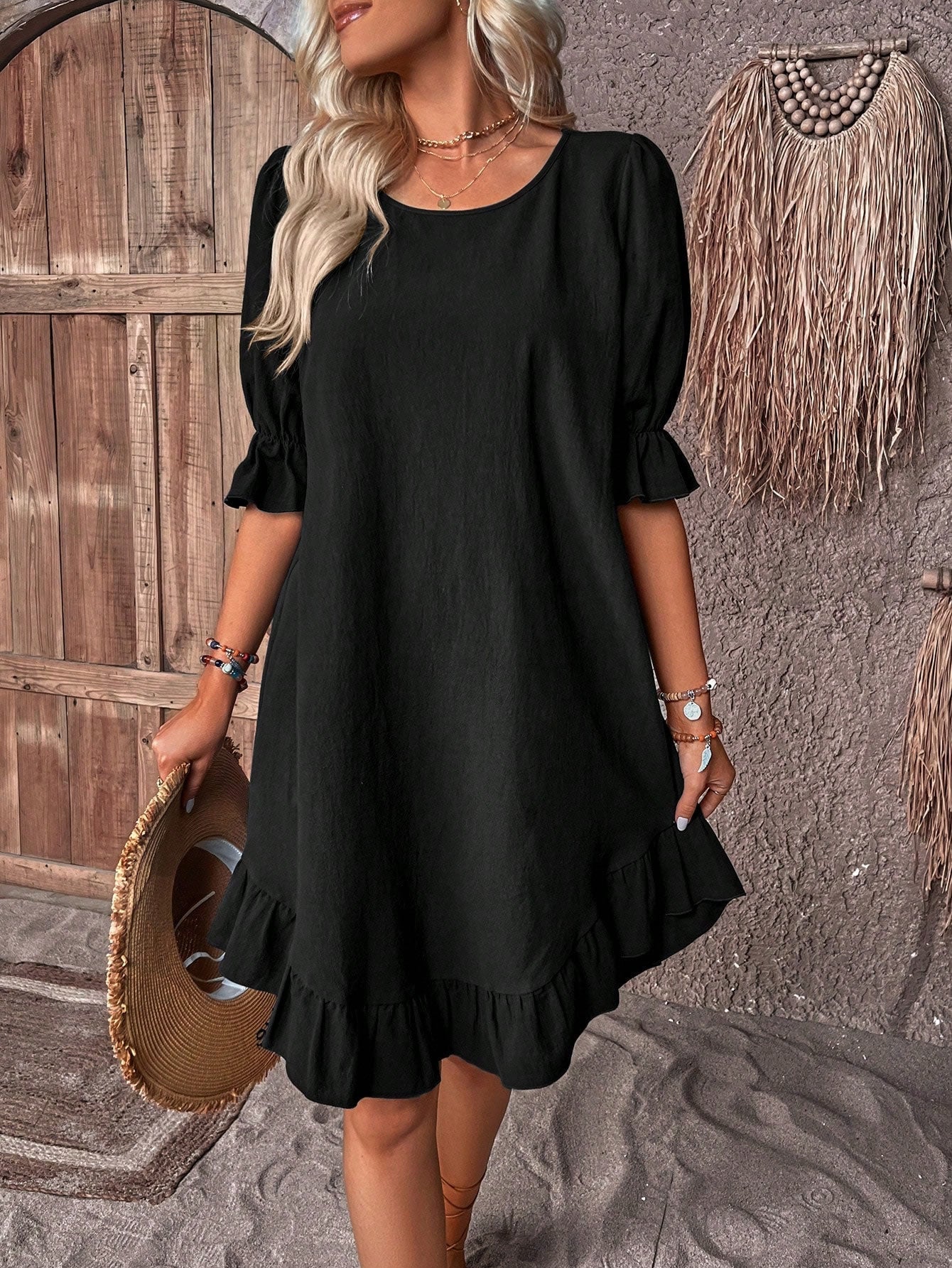 Nerida - Effortlessly Elegant Ruffle Hem Dress