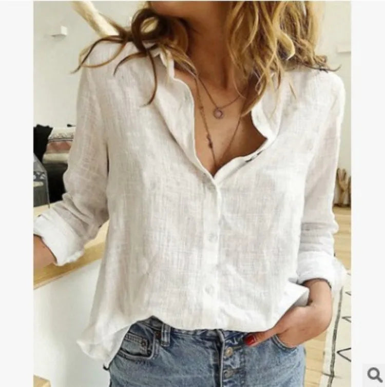 Kaia - Cotton Long Sleeve Shirt Top