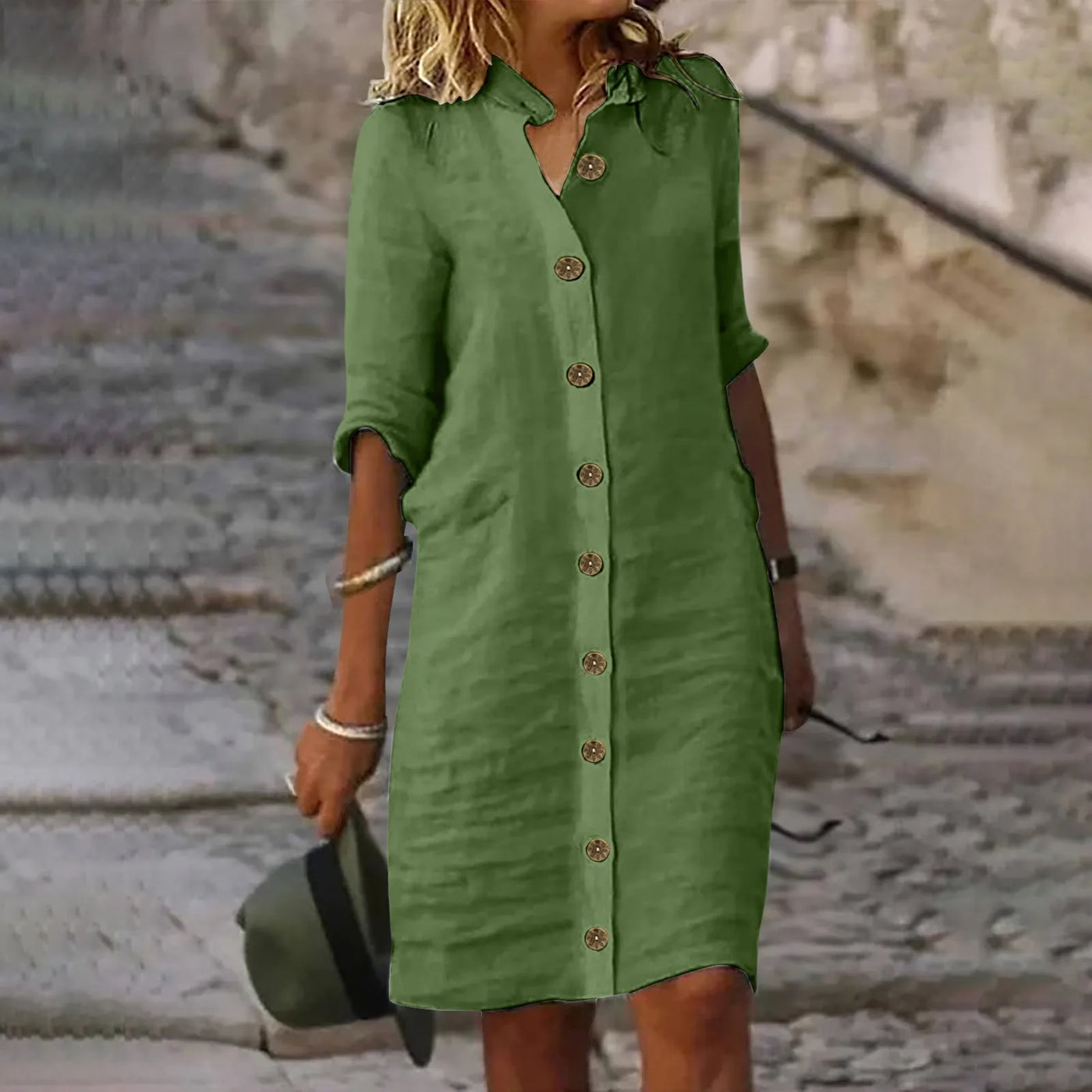 Bonnie - Casual Midi Shirt Dress