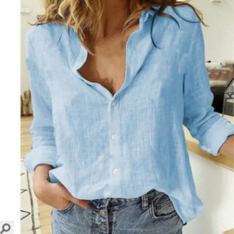 Kaia - Cotton Long Sleeve Shirt Top