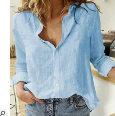 Kaia - Cotton Long Sleeve Shirt Top