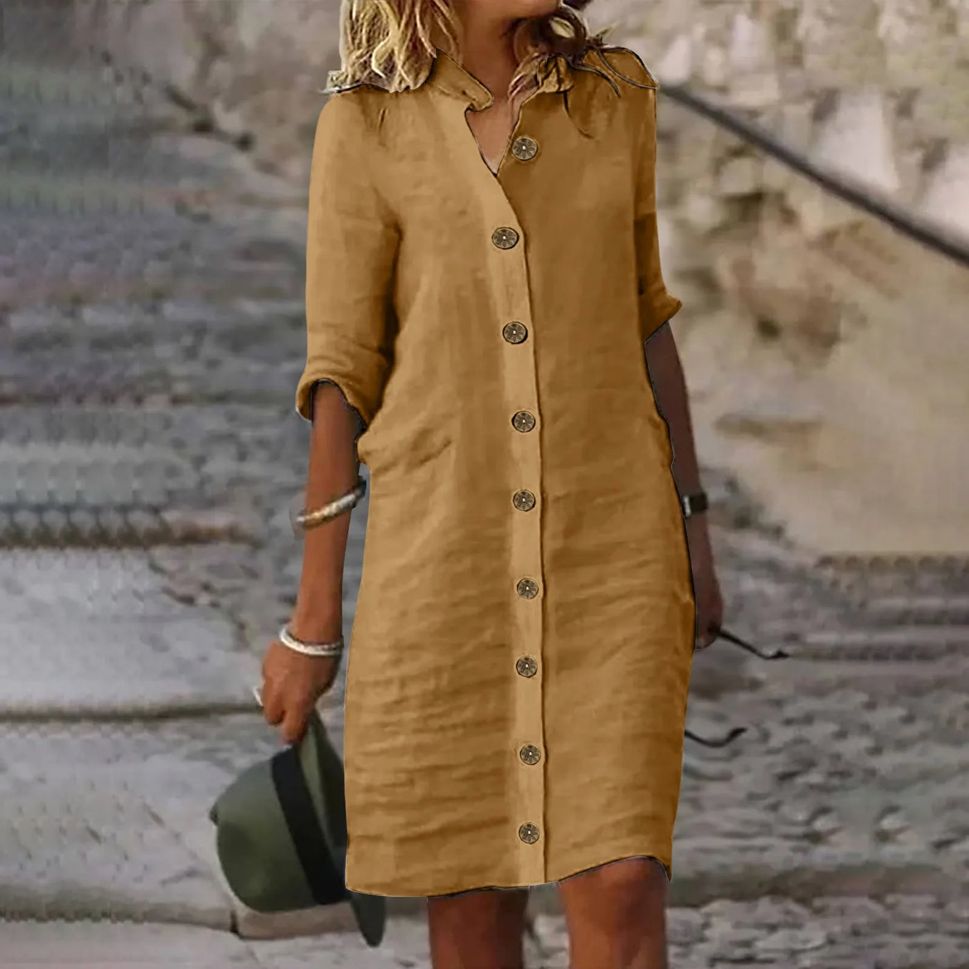Bonnie - Casual Midi Shirt Dress