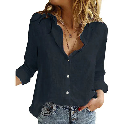 Kaia - Cotton Long Sleeve Shirt Top