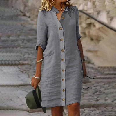 Bonnie - Casual Midi Shirt Dress