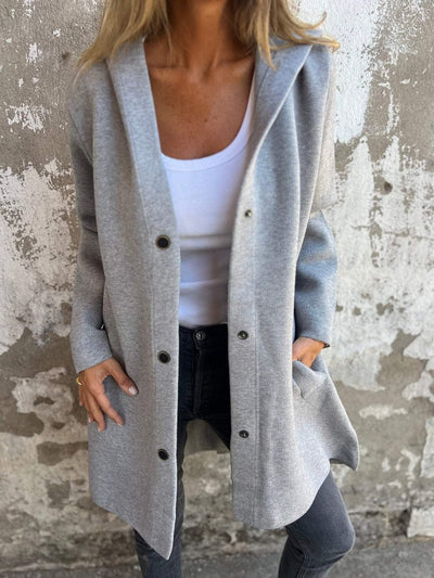 Marina - Casual Hoodie with A Single Row of Buttons