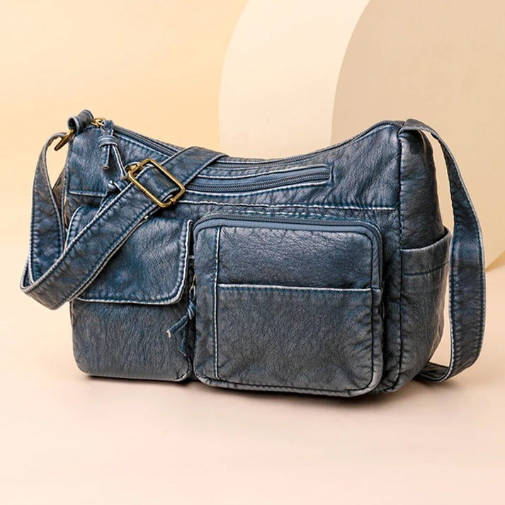 Lykke - Vintage Leather Shoulder Bag with Multiple Pockets