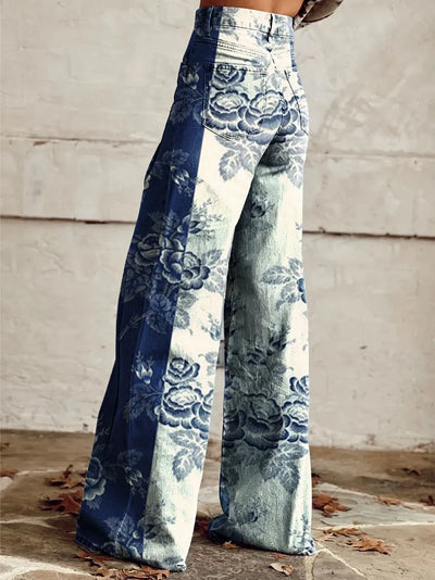 Elle - High Waisted Flower Print Pants