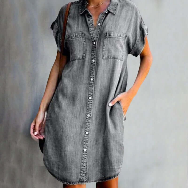 Eliana - Elegant Denim Dress with Tummy Coverage