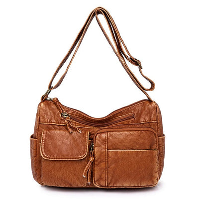 Lykke - Vintage Leather Shoulder Bag with Multiple Pockets