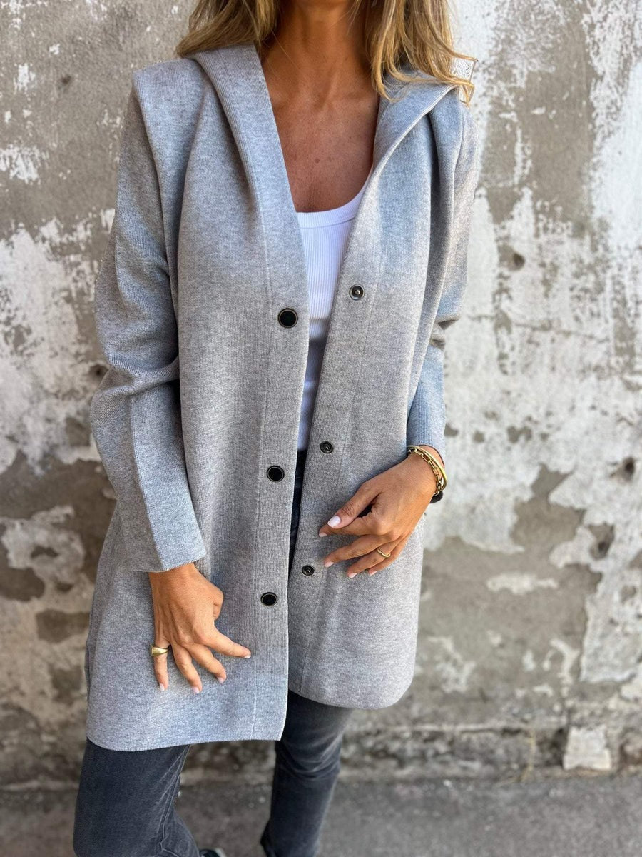 Marina - Casual Hoodie with A Single Row of Buttons