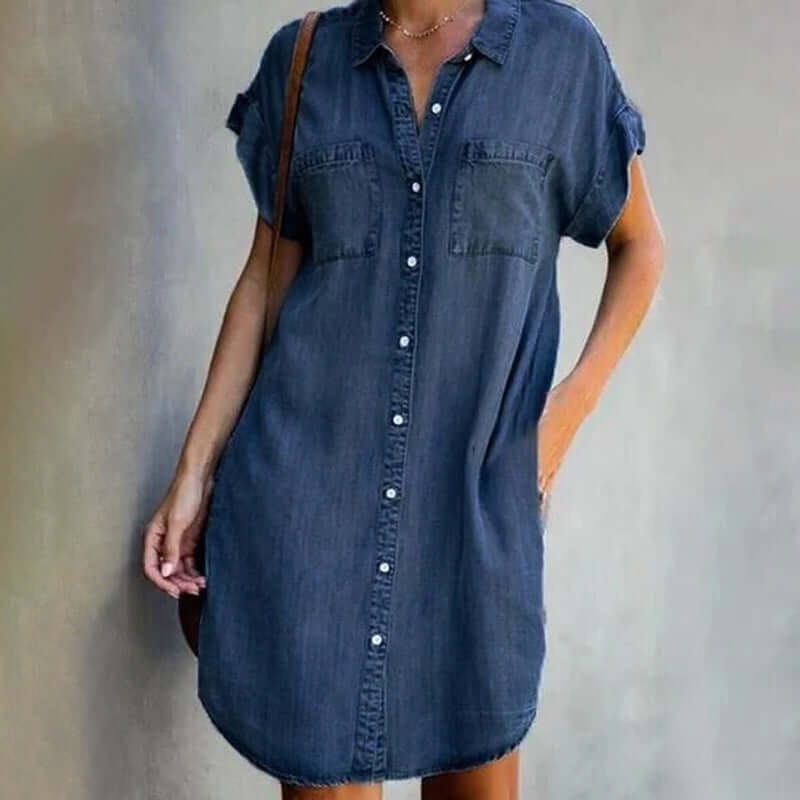 Eliana - Elegant Denim Dress with Tummy Coverage