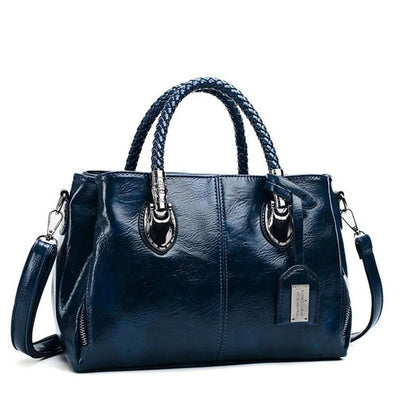 Pia - Elegant Leather Handbag with Braided Handle