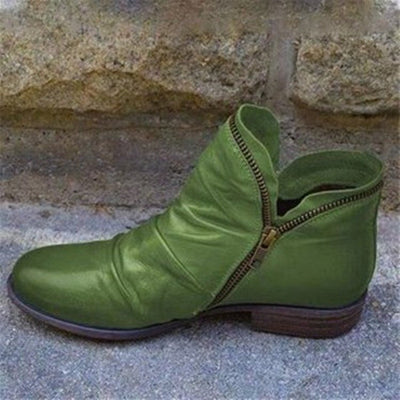 Vera - Leather Boots with a Zipper