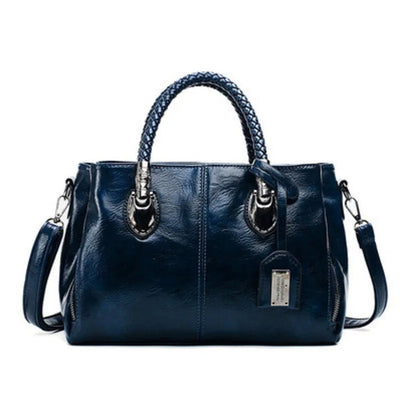 Pia - Elegant Leather Handbag with Braided Handle