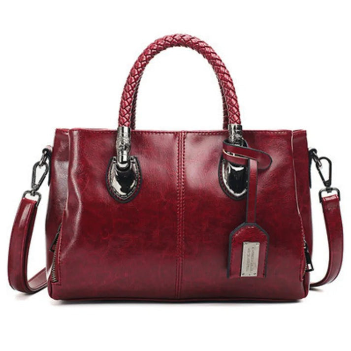 Pia - Elegant Leather Handbag with Braided Handle