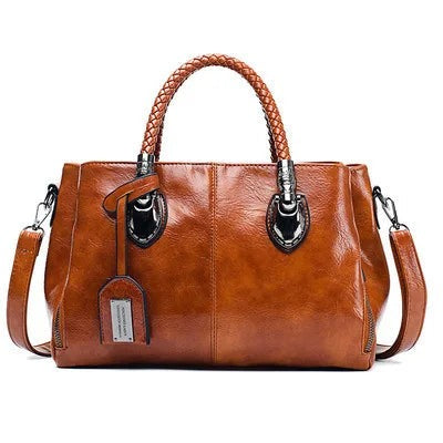 Pia - Elegant Leather Handbag with Braided Handle