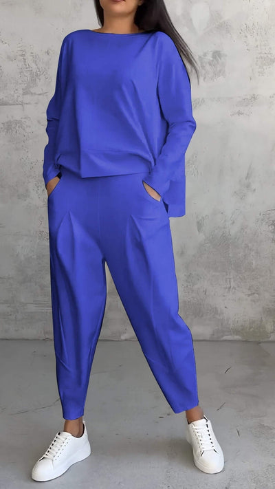 Jordinne - Leisure Suit with a Round Collar and Long Sleeves