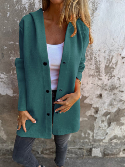 Marina - Casual Hoodie with A Single Row of Buttons