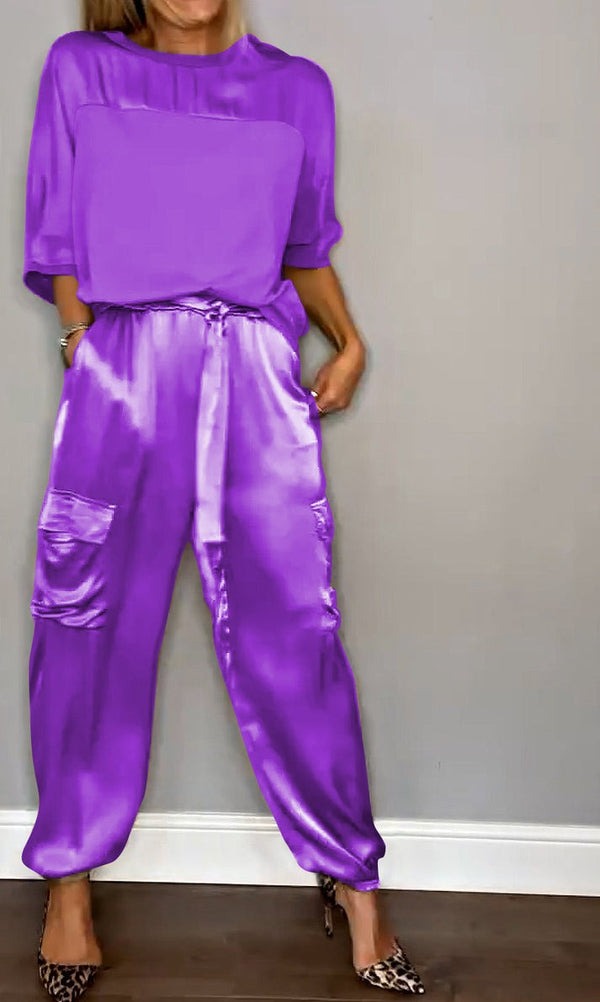 Jette - Half Sleeve Satin Suit