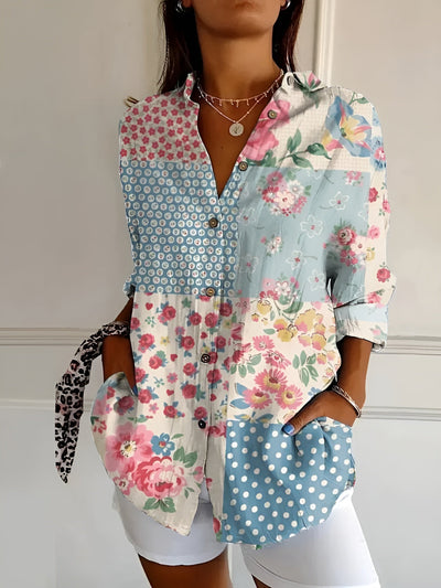 Malou - Blouse with Floral Pattern and Buttons