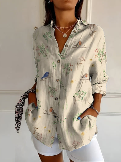 Malou - Blouse with Floral Pattern and Buttons