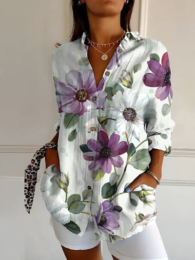 Malou - Blouse with Floral Pattern and Buttons